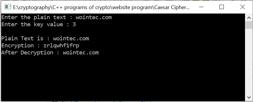 Caesar Cipher wointec.com